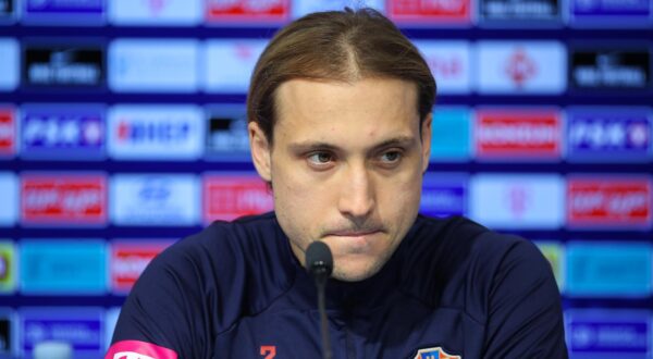 20.11.2023., stadion Maksimir, Zagreb - Konferencija za medije hrvatske nogometne reprezentacije uoci sutrasnje utakmice kvalifikacija za EURO 2024 protiv Armenije. Lovro Majer Photo: Luka Stanzl/PIXSELL