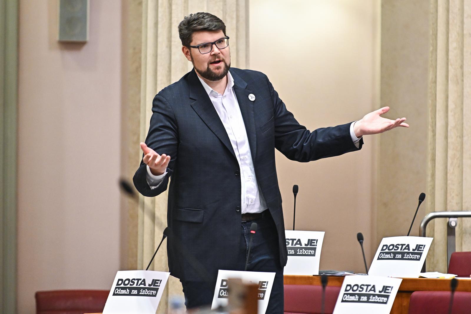 21.02.2024. Zagreb - U poslijepodnevnim satima nastavljena je saborska rasprava o oporbenom prijedlogu da se Hrvatski sabor raspusti i raspisu izbori za novi saziv. Photo: Neva Zganec/PIXSELL