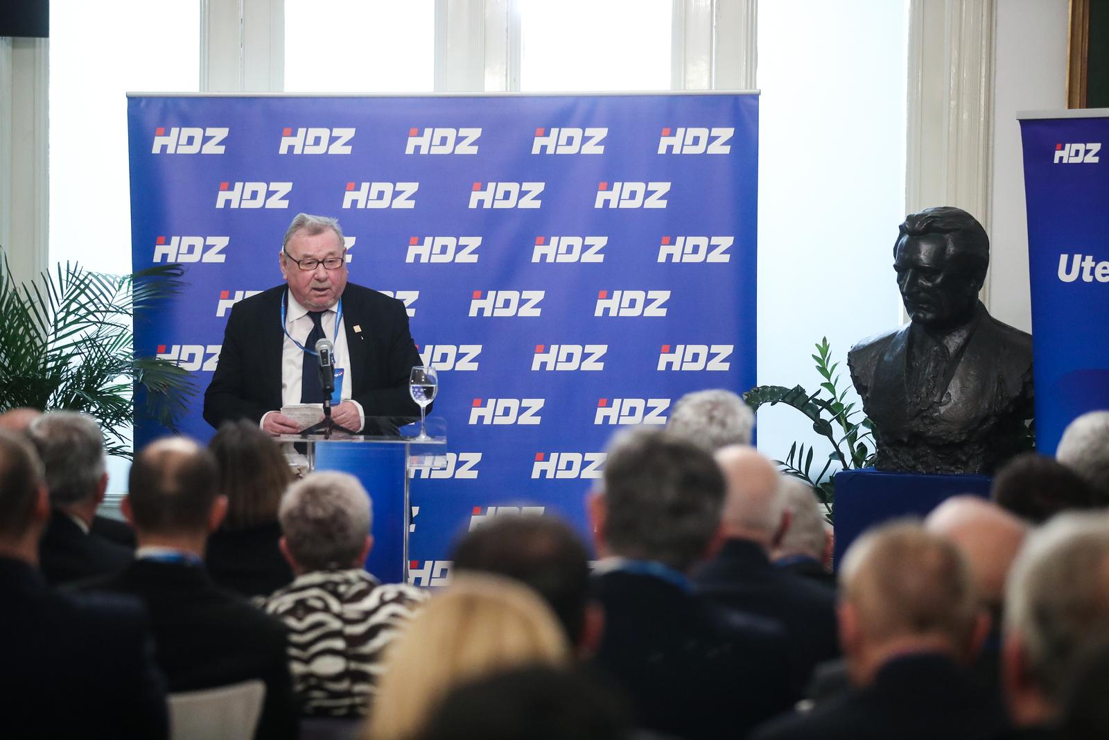 28.02.2024.., Zagreb - Predsjednik HDZ-a i Vlade RH Andrej Plenkovic nazocio je, u Drustvu hrvatskih knjizevnika, obiljezavanju 35. obljetnice prvog javnog predstavljanja prednacrta programskih osnova Hrvatske demokratske zajednice (HDZ). Photo: Slavko Midzor/PIXSELL