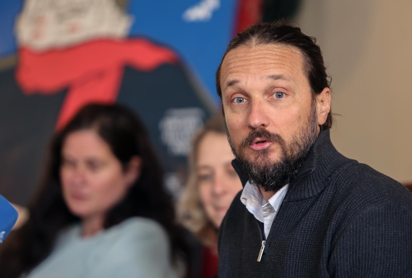 30.01.2024., Split -Konferencija za novinare u povodu premijere predstave "Slucaj mademoiselle Dupin" u Hrvatskom narodnom kazalistu u Splitu u reziji Natalije Manojlovic Varga po dvije price Edgara Allana Poea u dramatizaciji Ivane Vukovic. Intendant HNK Split Vicko Bilandzic Photo: Ivana Ivanovic/PIXSELL