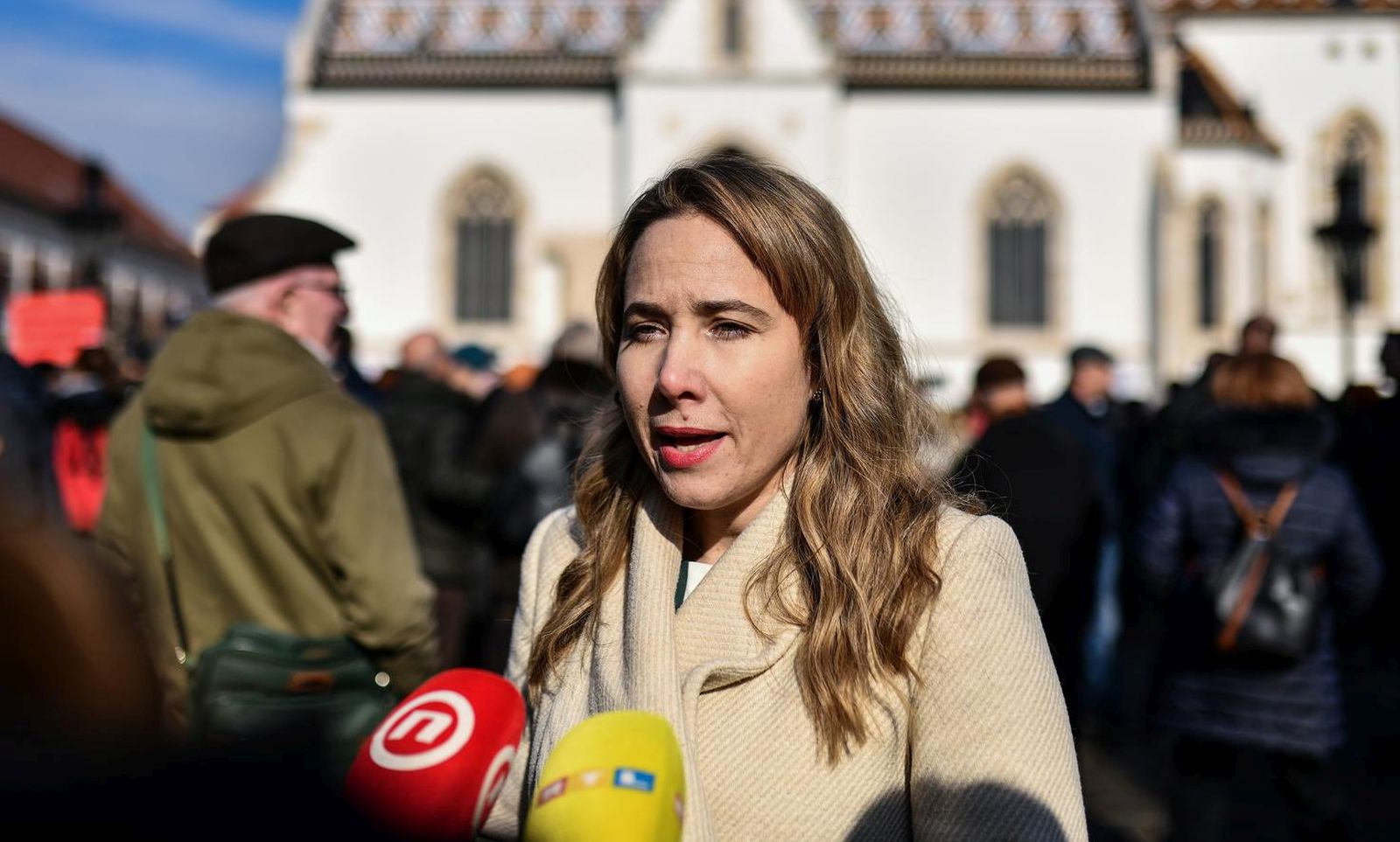 31.01.2024., Zagreb -.Prosvjed Hrvatskog novinarskog drustva protiv tzv. Zakona opasnih namjera poznatog kao Lex AP koji je kao dio izmjena Kaznenog zakona izazvao veliki interes javnosti. Marija Selak Raspudic. Photo: Josip Regovic/PIXSELL