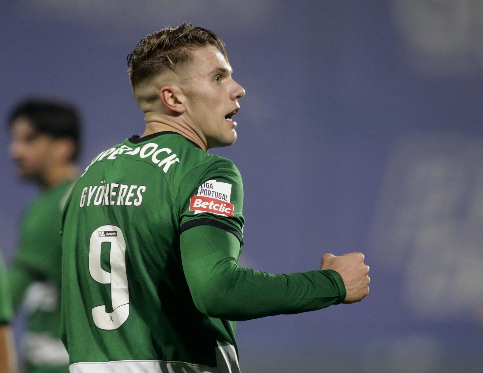 Soccer Football - Primeira Liga - Vizela v Sporting CP - Estadio do Vizela, Vizela, Portugal - January 18, 2023 Sporting CP's Viktor Gyokeres celebrates scoring their fifth goal REUTERS/Miguel Vidal Photo: MIGUEL VIDAL/REUTERS