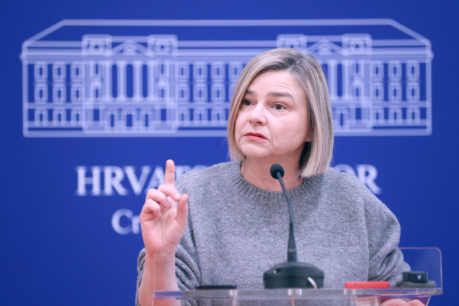 27.02.2024., Zagreb - Na konferenciji za medije odrzanoj u Saboru o aktualnim temema govorila je Sandra Bencic.
 Photo: Patrik Macek/PIXSELL