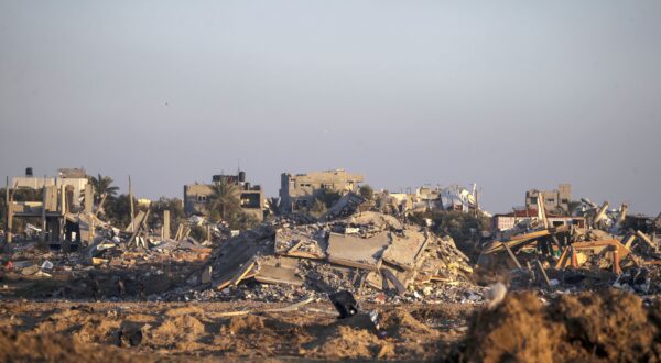 epa11134679 Destroyed houses in Al Bureij refugee camp, Gaza Strip, 07 February 2024, following Israeli air strikes. More than 27,500 Palestinians and over 1,300 Israelis have been killed, according to the Palestinian Health Ministry and the Israel Defense Forces (IDF), since Hamas militants launched an attack against Israel from the Gaza Strip on 07 October 2023, and the Israeli operations in Gaza and the West Bank which followed it.  EPA/MOHAMMED SABER