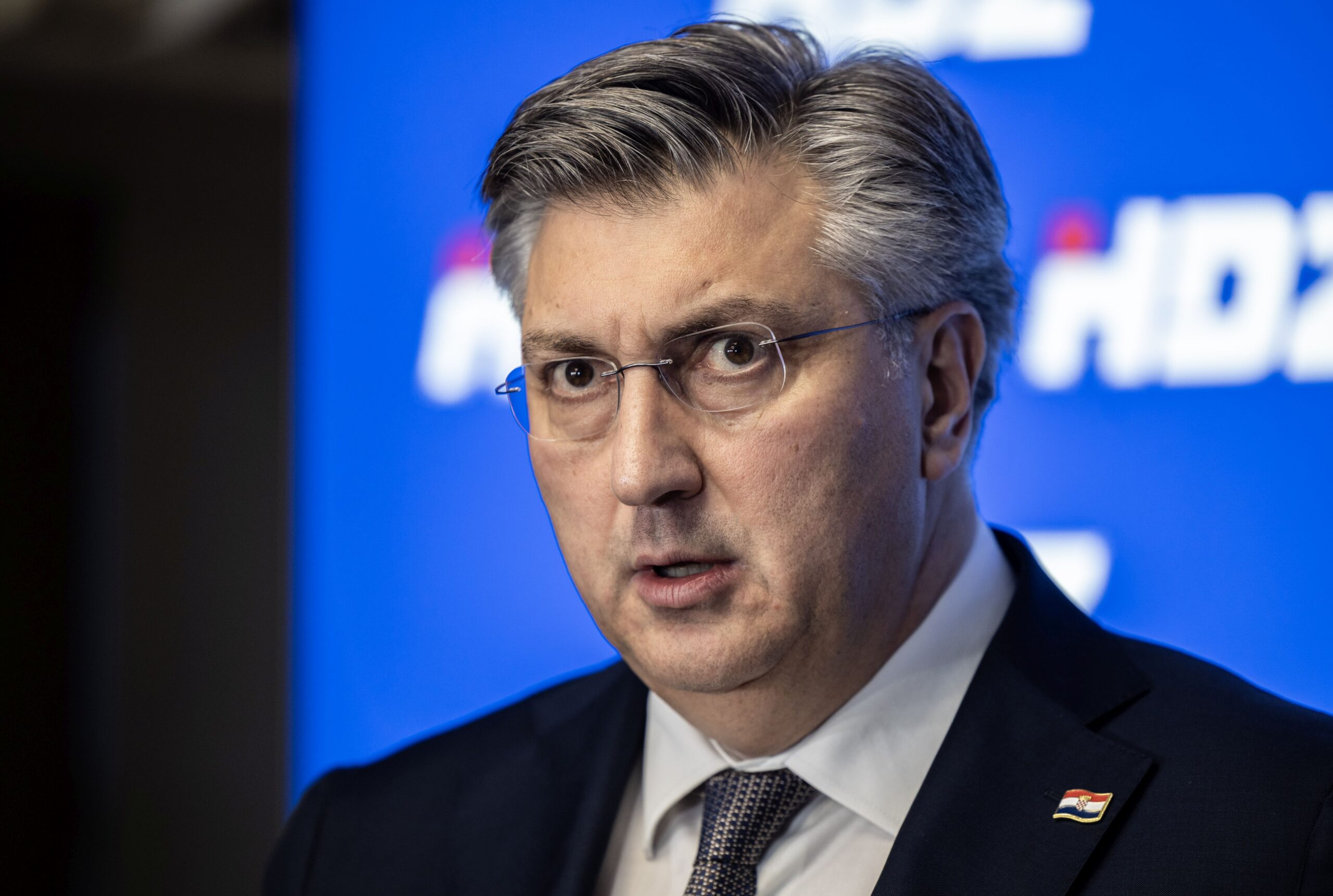 Zagreb, 5.2.2024 - Sjednica Šireg predsjedništva HDZ-a. Na slici Andrej Plenković daje izjavu za medije.
Foto Hina/ Dario GRZELJ/ dag