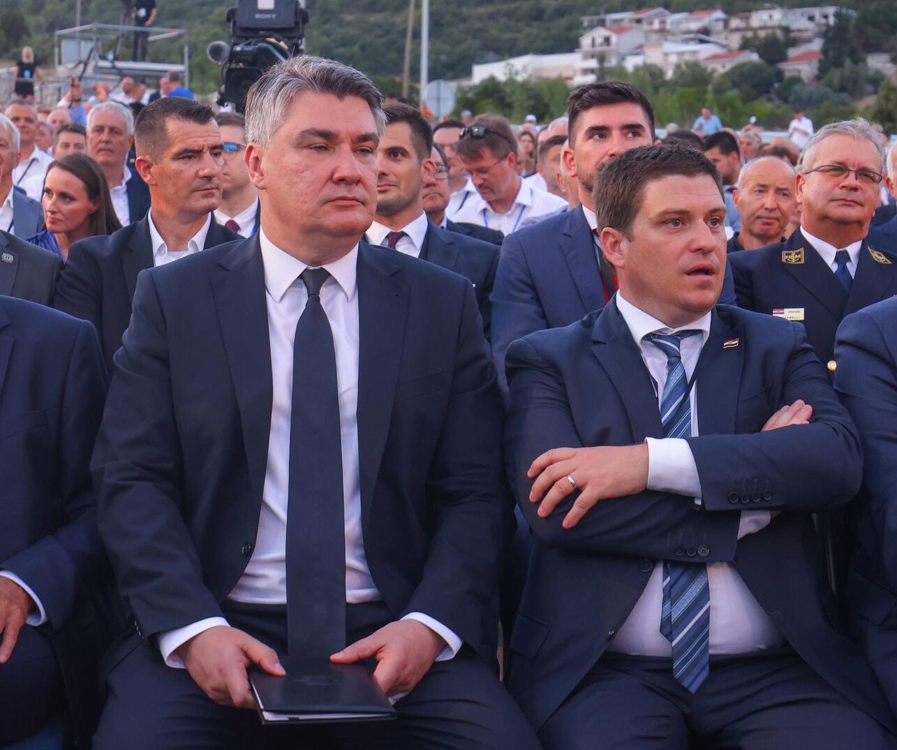26.07.2022., Komarna - Sluzbeno otvorenje Peljeskog mosta.  Gordan Jandrokovic, Zoran Milanovic, Oleg Butkovic  Photo: Miroslav Lelas/PIXSELL
