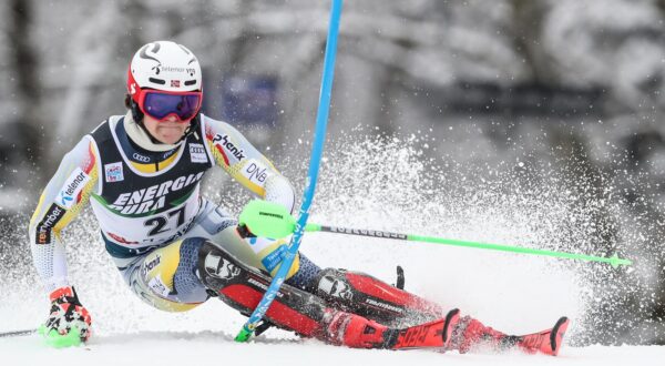 06.01.2021., Zagreb - Prva voznja muskog slaloma Audi FIS Svjetskog skijaskog kupa Snow Queen Trophy. Lucas Braathen Photo: Luka Stanzl/PIXSELL