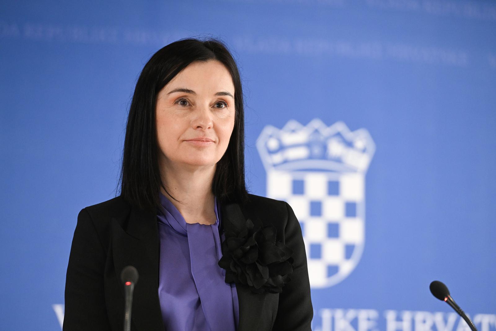 01.03.2024., Zagreb - Ministrica poljoprivrede Marija Vuckovic dala je izjavu medijima nakon sastanka s poljoprivrednicima u Nacionalnoj i sveucilisnoj knjiznici. Photo: Davorin Visnjic/PIXSELL