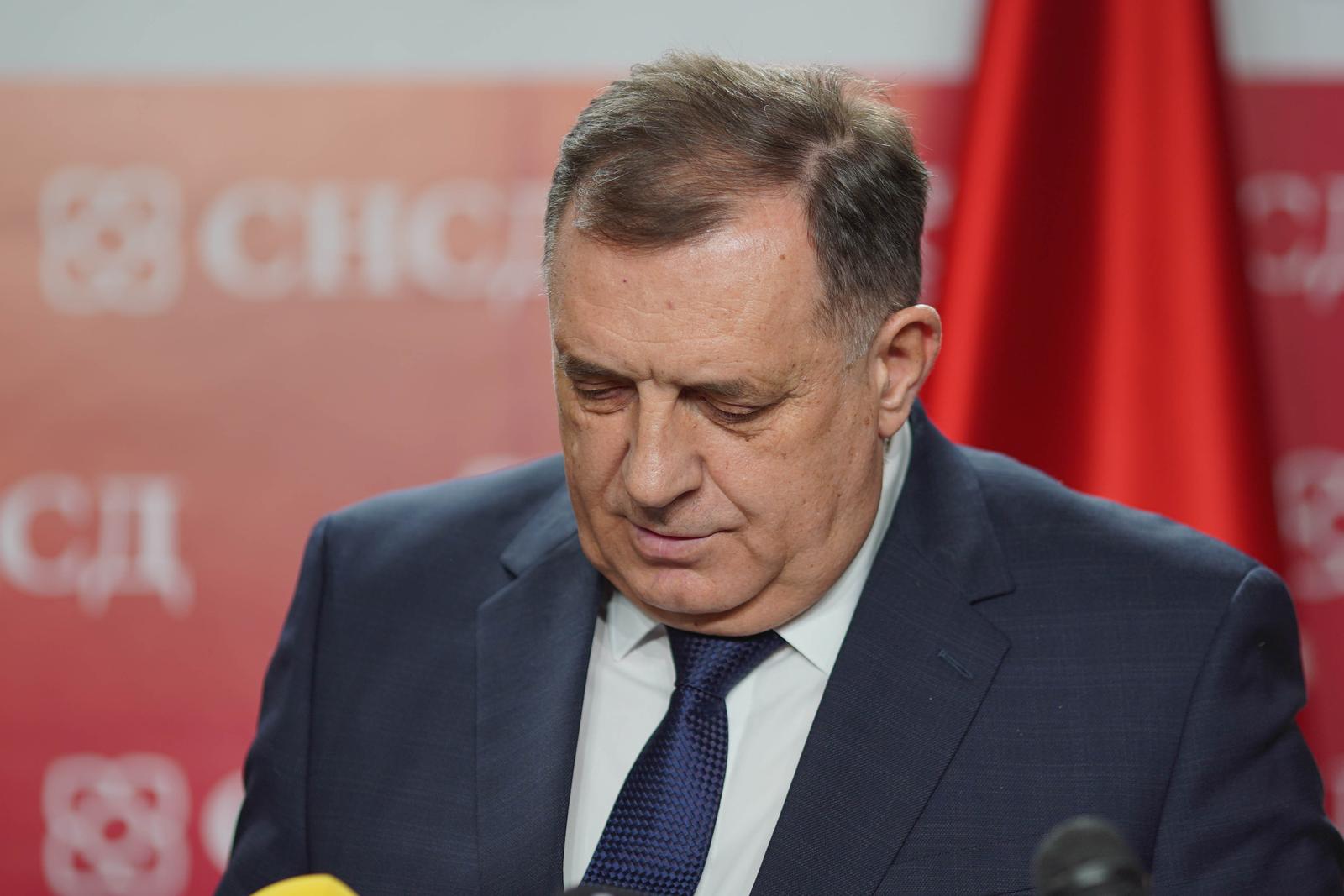 02.02.2024., kancelarija SNSD, Banja Luka (BiH) - Predsjednik SNSD-a Milorad Dodik odrzao izvanrednu konferenciju za medije povodom zvanicne posjete pomocnika drzavnog tajnika SAD James O'Briena. Photo: Dejan Rakita/PIXSELL