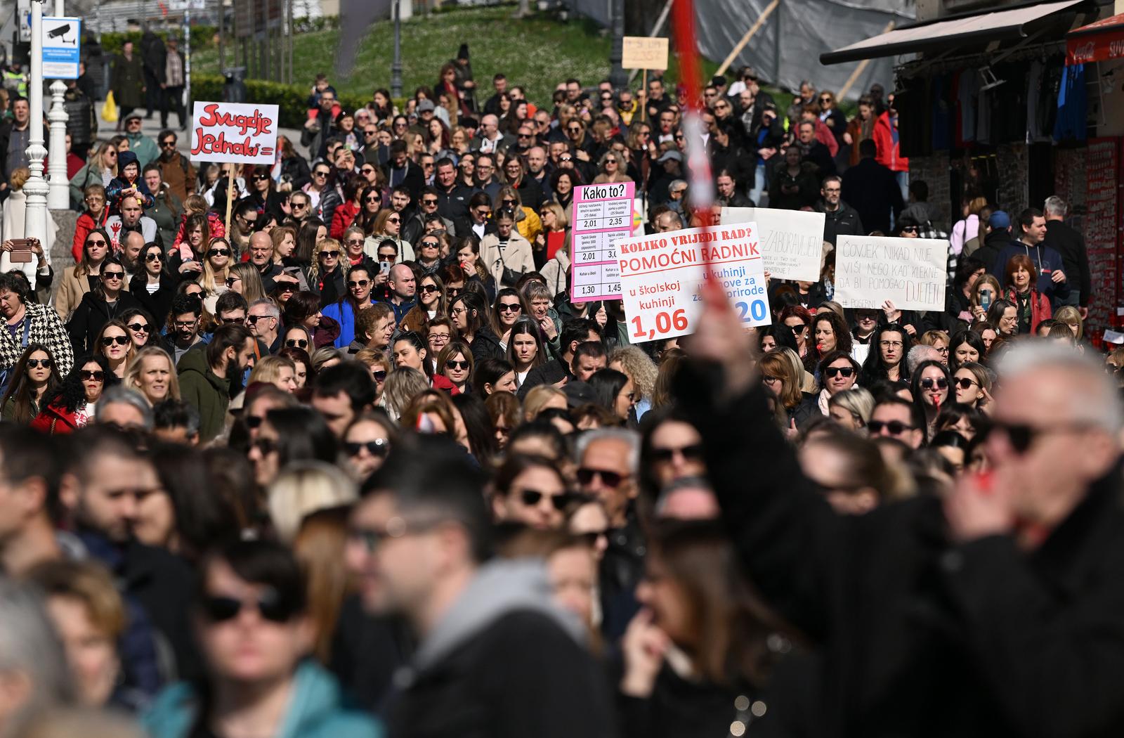 02.03.2024., Zagreb - Skolski sindikat Preporod odrzao je prosvjed pod nazivom Mijenjajte koeficijente.  Photo: Marko Lukunic/PIXSELL