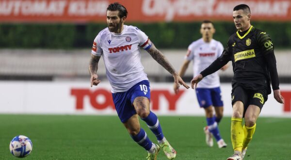 02.03.2024., stadion Poljud, Split - SuperSport HNL, 25. kolo, HNK Hajduk - NK Istra 1961. Marko Livaja, Ante Erceg Photo: Ivana Ivanovic/PIXSELL