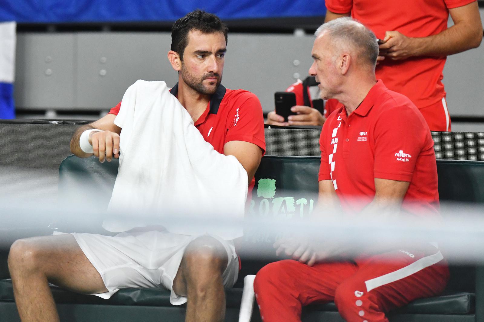 03.02.2024., Varazdin - Davis Cup susret Hrvatske i Belgije, mec Marin Cilic - Zizou Bergs. Photo: Vjeran Zganec Rogulja/PIXSELL