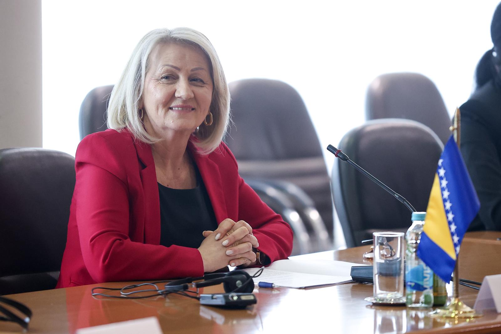 04.03.2024., Sarajevo, Bosna i Hercegovina - Predsjedavajuca Vijeca ministara BiH Borjana Kristo sastala se s ministrom vanjskih poslova i medjunarodne suradnje Republike Italije Antoniom Tajanijem i federalnim ministrom za europske i medjunarodne poslove Republike Austrije Alexanderom Schallenbergom. Photo: Armin Durgut/PIXSELL