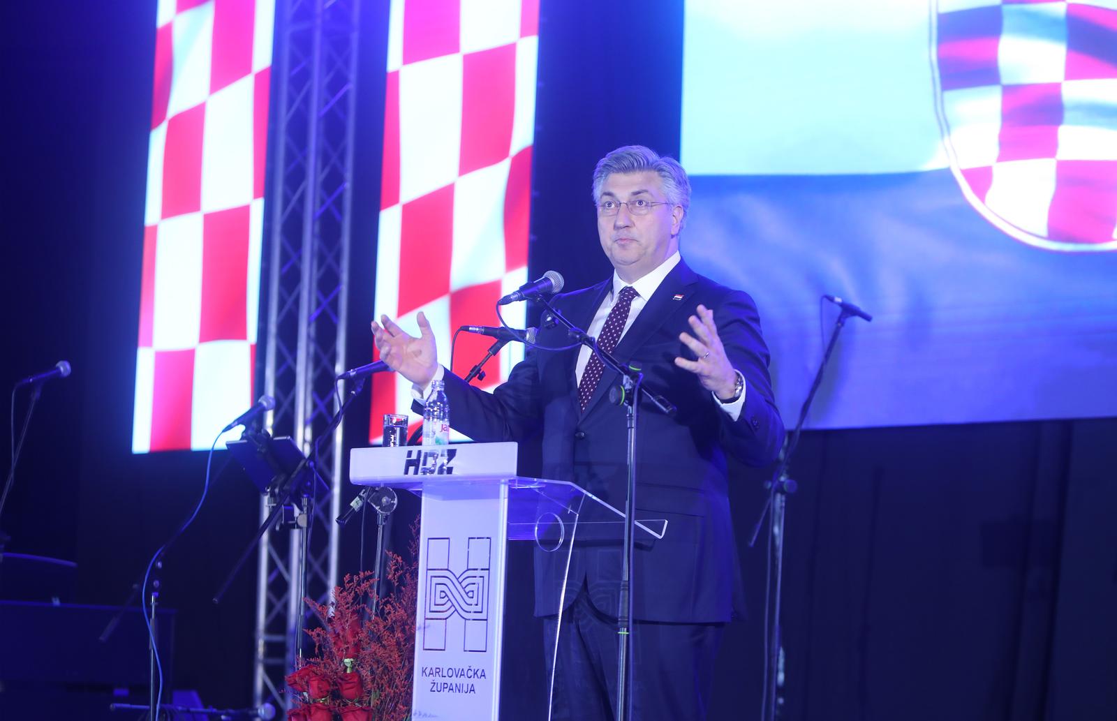 04.03.2024.,  Karlovac - Predsjednik HDZ-a i Vlade Andrej Plenkovic nazocio je 34. obljetnici osnutka Hrvatske demokratske zajednice u Karlovcu i Karlovackoj zupaniji.  Photo: Kristina Stedul Fabac/PIXSELL