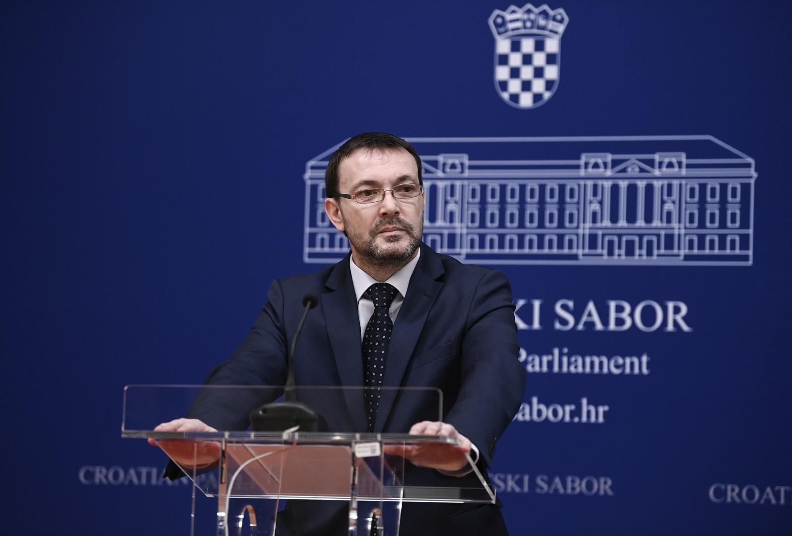 05.02.2024., Zagreb-  Klub zastupnika SDP-a odrzao je  konferenciju za medije na temu Izbor glavnog drzavnog odvjetnika a govorio je zastupnik Arsen Bauk. Photo: Igor Soban/PIXSELL