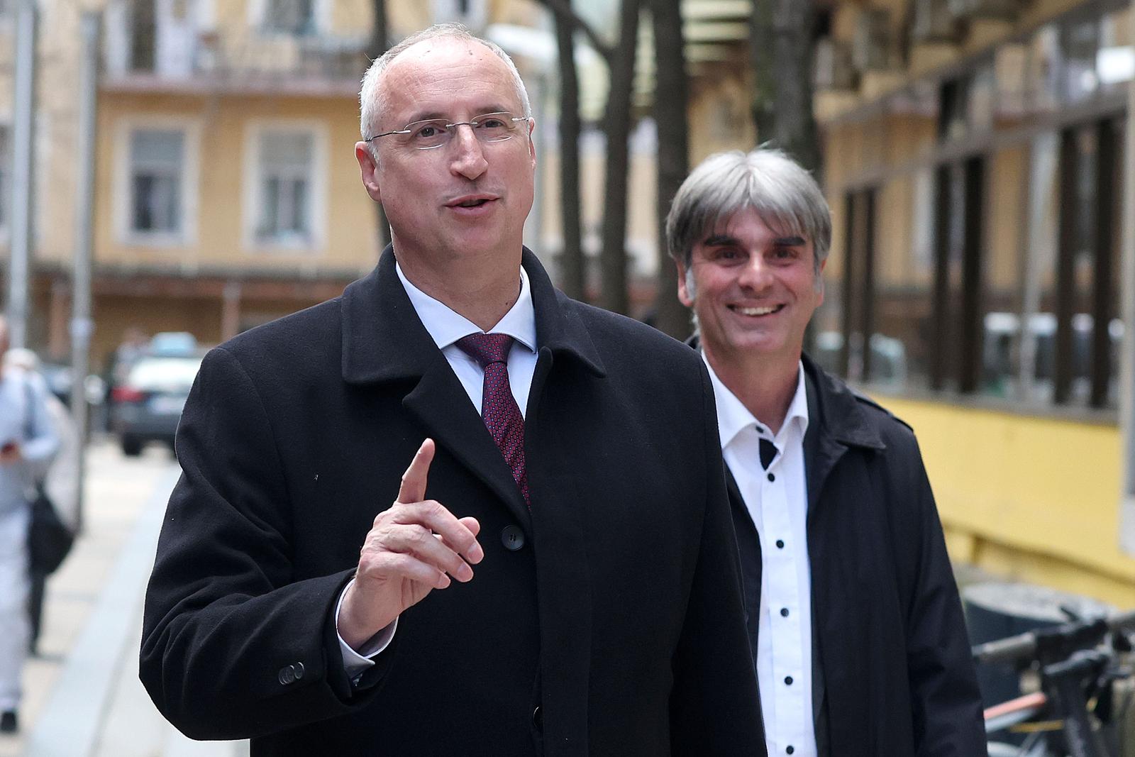 05.03.2024., Zagreb - Dolazak na sastanak u sredisnjicu SDP-a na koji su pozvani pripadnici devet politickih stranaka od centra na lijevo. Glavna tema je kako se organizirati i zajednicki izaci na izbore. Ivica Puljak, Darijo Vasilic. Photo: Goran Stanzl/PIXSELL