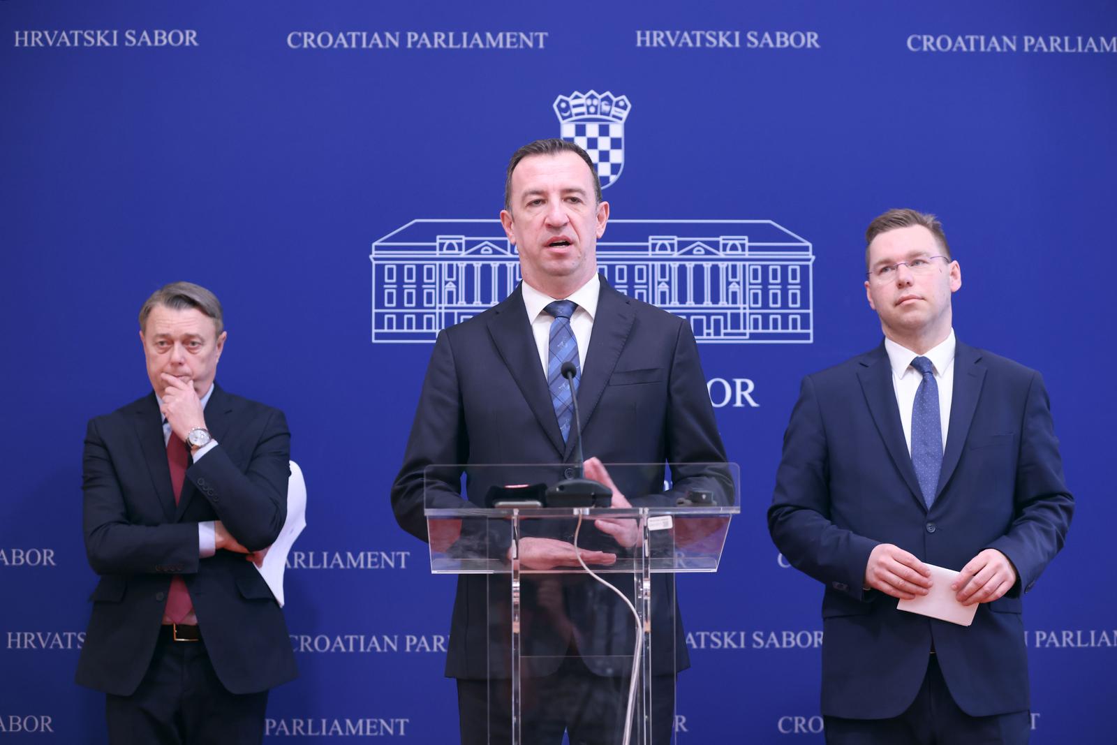 06.03.2024., Zagreb - Na konferenciji za medije HDZ-a odrzanoj u Saboru o aktualnim temama govorili su Nikola Mazar, Goran Ivanovic i Marko Pavic. Photo: Patrik Macek/PIXSELL