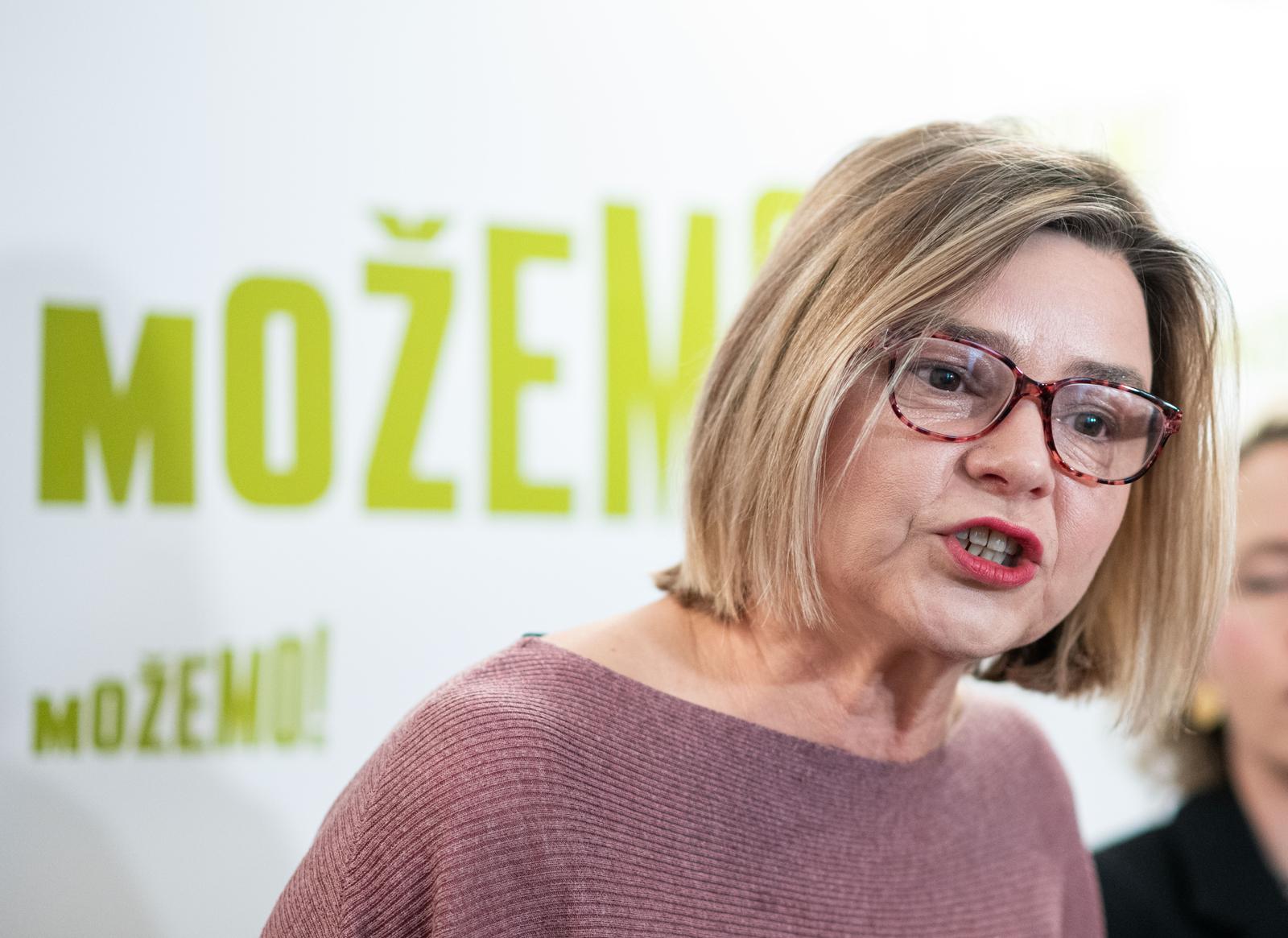 7.3.2024., Zagreb - Konferenciju za medije stranke Mozemo! povodom Medjunarodnog dana zena. O politikama za unaprjedjenje ravnopravnosti zena iz programa Mozemo! govorila je predsjednica saborskog kluba Mozemo! Sandra Bencic i saborska zastupnica Ivana Kekin, dok je o provedbi tih politika i mjera u Gradu Zagrebu govorila Danijela Dolenec, zamjenica gradonacelnika GZ Tomislava Tomasevica. Photo: Neva Zganec/PIXSELL