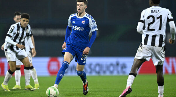 07.03.2024., Zagreb - Prva utakmica 1/8 finala UEFA konferencijske lige, GNK Dinamo - PAOK. Petar Sucic. Photo: Marko Lukunic/PIXSELL