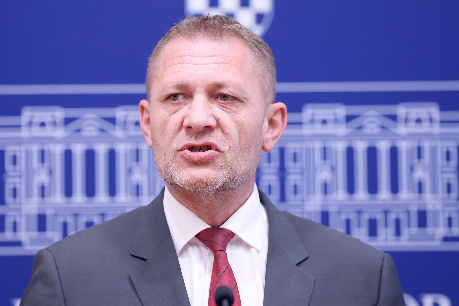 12.03.2024., Zagreb - Na konferenciji za medije odrzanoj u Saboru Kreso Beljak je komentirao izlazak Zeljka Lenarta iz HSS-a Photo: Patrik Macek/PIXSELL