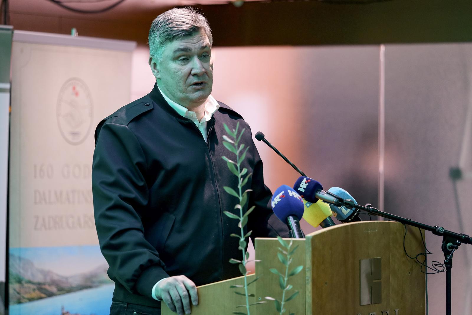 14.03.2024., Zadar - Predsjednik Republike Zoran Milanovic sudjelovao je na svecanom otvorenju 26. Medjunarodne manifestacije maslinara i uljara Nocnjak 2024. te je obisao izlagace na sajmu Photo: Sime Zelic/PIXSELL
