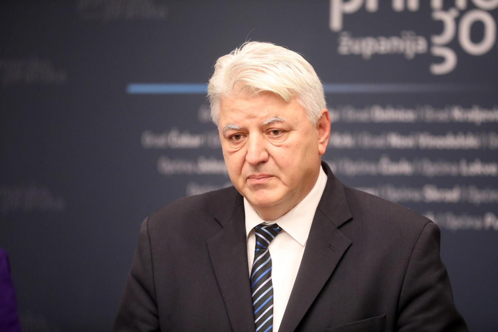 15.01.2024., Rijeka - Konferencija za novinare zupana Zlatka Komadine, procelnika Alessandre Ban i Ljudevita Krpana, te predstavljanje Ermine Duraj nove procelnice UO za poslove Zupana i Zupanijske skupstine PGZ.  Photo: Goran Kovacic/PIXSELL