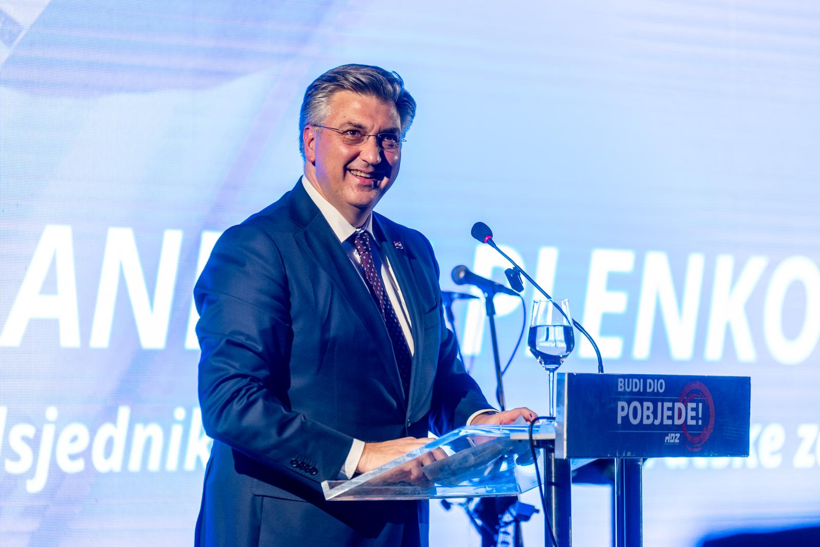 15.03.2023.Zagreb - Predsjednik Vlade i HDZ-a Andrej Plenkovic  na obiljeavanju 34. ozbljetnice osnutka HDZ-a Osjecko - baranjske županije Photo: Borna Jakisc/PIXSELL