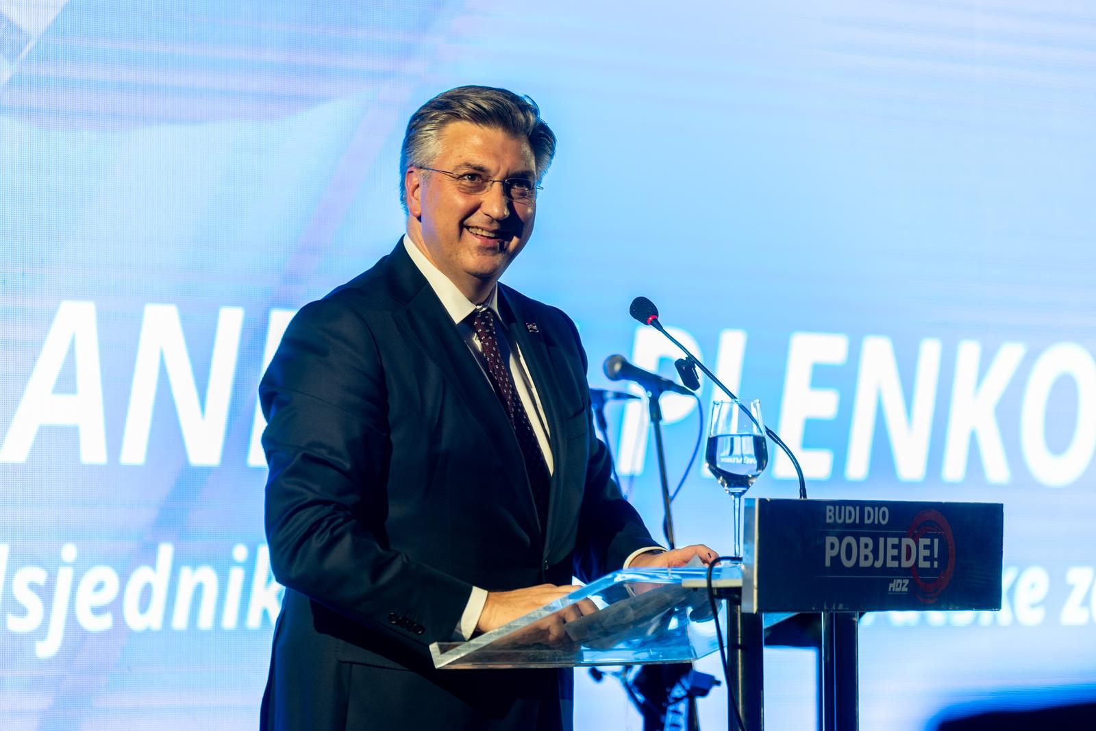15.03.2023.Zagreb - Predsjednik Vlade i HDZ-a Andrej Plenkovic  na obiljeavanju 34. ozbljetnice osnutka HDZ-a Osjecko - baranjske županije Photo: Borna Jakisc/PIXSELL