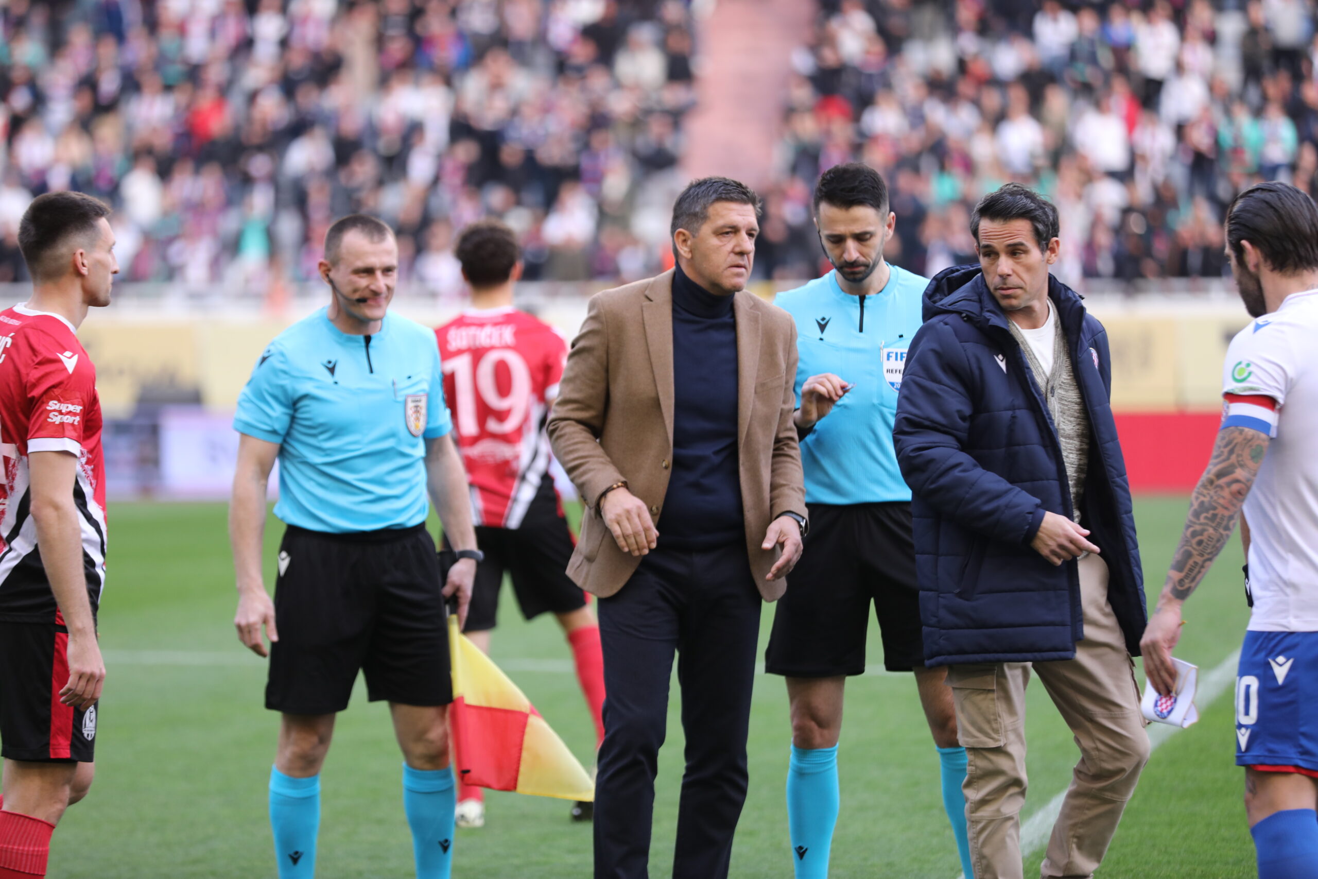 16.03.2024., Split - SuperSport prva Hrvatska nogometna liga, 27. kolo, HNK Hajduk - NK Lokomotiva. Mislav Karoglan, Silvijo Cabraja Photo: Ivo Cagalj/PIXSELL