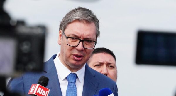 18.03.2024., Indjija - Predsjednik Republike Srbije Aleksandar Vucic prisustvovao je ceremoniji obiljezavanja pocetka radova na izgradnji nove tvornice kompanije JFE SHOJI SERBIA D.O.O. Aleksandar Vucic.  Photo: M.M./ATAImages/PIXSELL