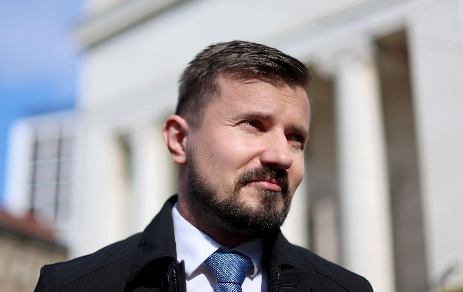 19.03.2024., Zagreb - Trg hrvatskih velikana. Konferencija za medije na temu formata izlaska stranke Fokus na parlamentarne izbore na kojoj se medijima obratio predsjednik stranke Davor Nadji. Photo: Sanjin Strukic/PIXSELL