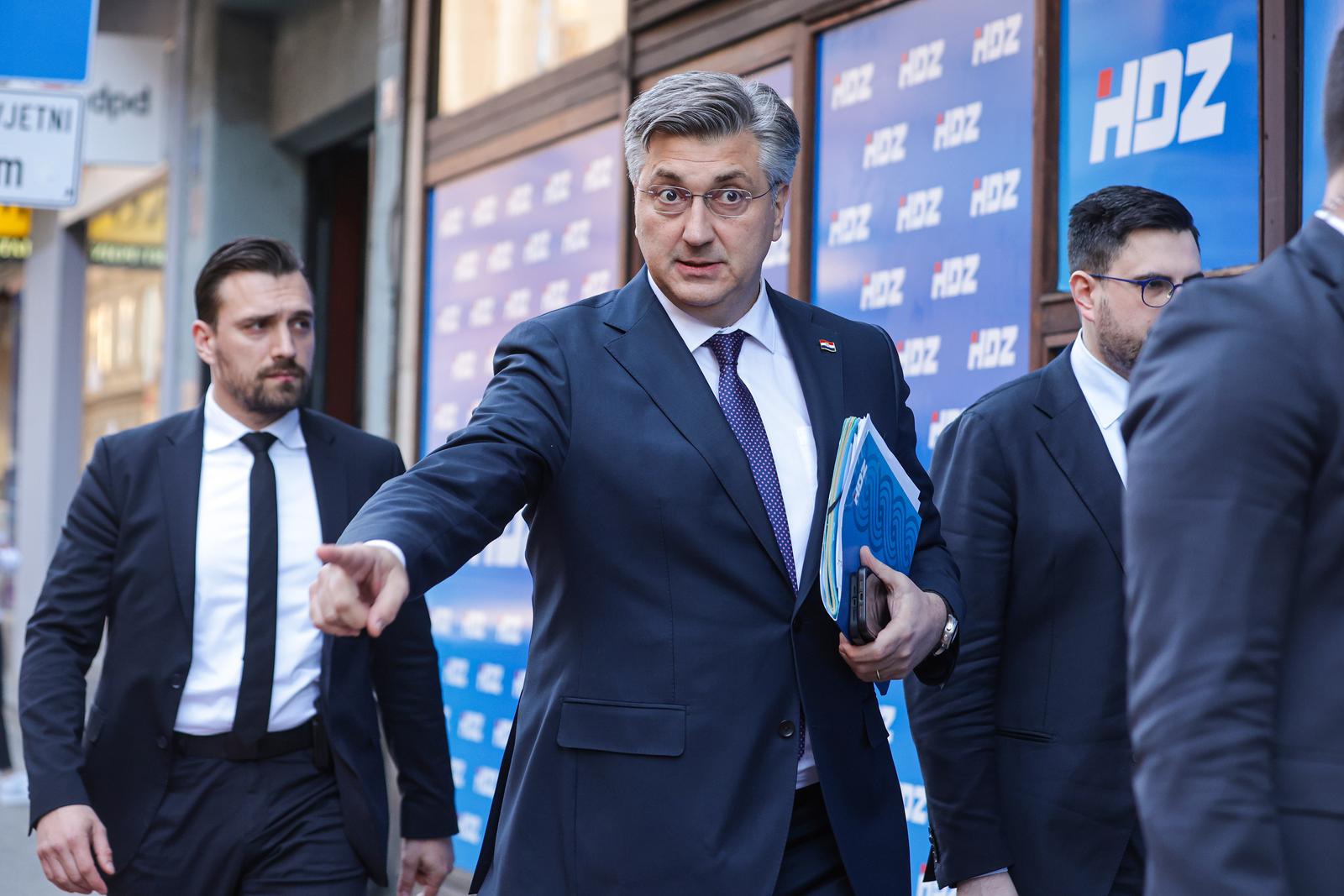 25.03.2024., Zagreb - Andrej Plenkovic dolazi na sastanak sireg Predsjednistva HDZ-a u srediste Gradskog odbora HDZ-a Grada Zagreba u Gundulicevoj ulici. Photo: Luka Stanzl/PIXSELL