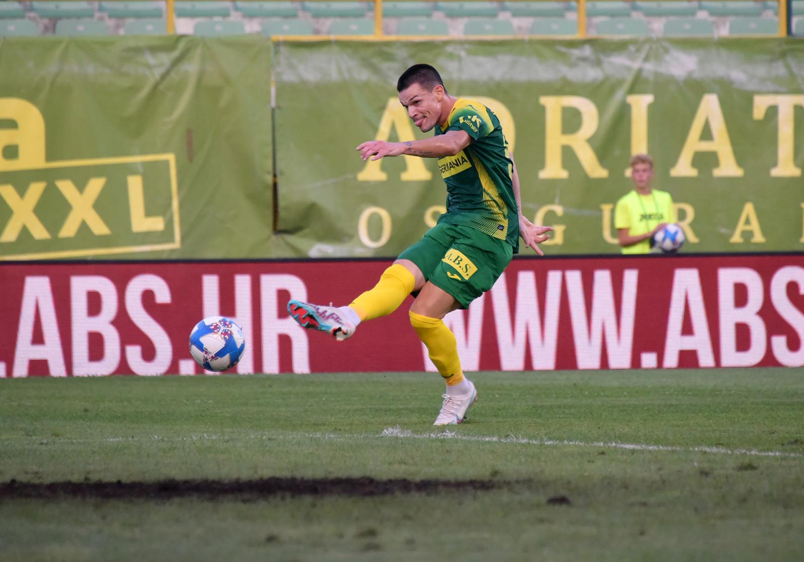 27.08.2023., stadion Aldo Drosina, Pula - SuperSport HNL, 06. kolo, NK Istra 1961 - NK Rudes. Ante Erceg Photo: Sasa Miljevic/PIXSELL