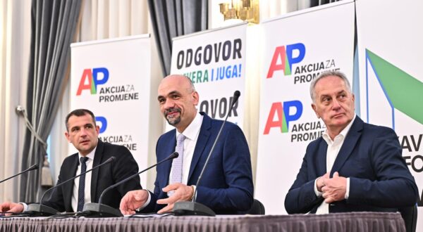 28.3.2024., Zagreb - Na tiskovnoj konferenciji Akcija za promjene predstavljena je koalicija s Agrarnom strankom te deklaracija o predizbornoj i postizbornoj suradnji s Nezavisnom Platformom Sjever pod nazivom "Odgovor sjevera i juga". Na tiskovnoj konferenciji sudjelovali su uz mnogobrojne goste, prijatelje i clanove dr.sc. Marko Jelic (AP), Matija Posavec (NPS) te Robert Hadzic (AS). Photo: Neva Zganec/PIXSELL