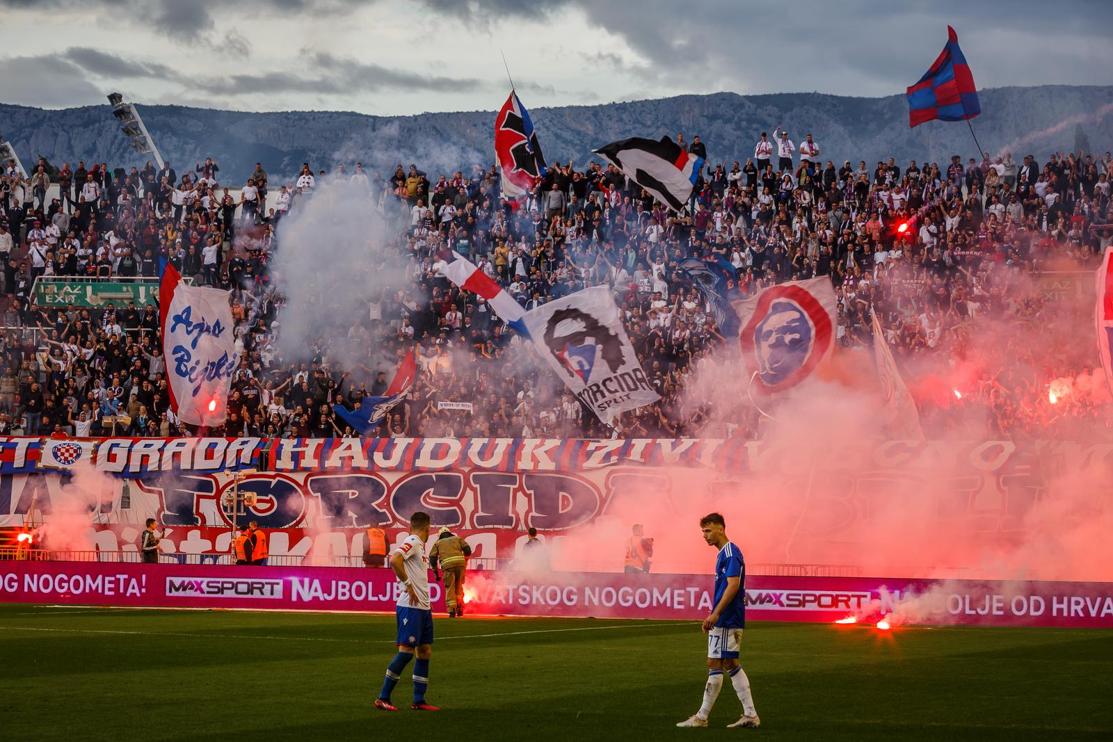 30.04.2023., stadion Poljud, Split - SuperSport HNL, 32. kolo, HNK Hajduk - GNK Dinamo. Navijaci Hajduka, Torcida Photo: Zvonimir Barisin/PIXSELL