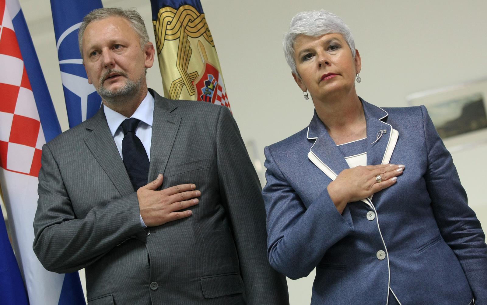 26.09.2011., Vojno uciliste Petar Zrinski, Zagreb - Svecanost utemeljenja Glavnog stozera Oruzanih snaga RH, a nazocili su predsjednik Republike Hrvatske Ivo Josipovic i premijerka Jadranka Kosor. Davor Bozinovic.rPhoto: Marko Prpic/PIXSELL