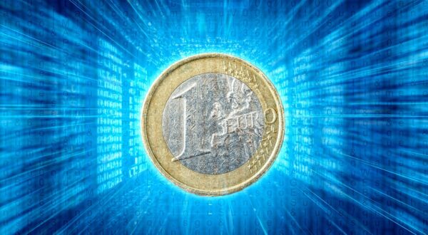 27 July 2023: A 1 euro coin in front of a digital blue space, Digital Currency Icon Image, Digital Euro PHOTOMONTAGE *** Eine 1-Euro-Münze vor einem digitalen blauen Raum, Symbolbild Digitale Währung, Digitaler Euro FOTOMONTAGE,Image: 792684176, License: Rights-managed, Restrictions: imago is entitled to issue a simple usage license at the time of provision. Personality and trademark rights as well as copyright laws regarding art-works shown must be observed. Commercial use at your own risk., Credit images as "Profimedia/ IMAGO", Model Release: no, Credit line: IMAGO / imago stock&people / Profimedia