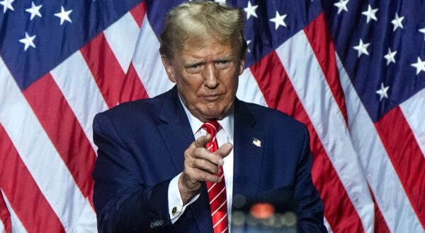 Former US President and 2024 presidential hopeful Donald Trump gestures to the crowd  after speaking at a campaign event in Rome, Georgia, on March 9, 2024.,Image: 855381858, License: Rights-managed, Restrictions: , Model Release: no, Credit line: Elijah Nouvelage / AFP / Profimedia