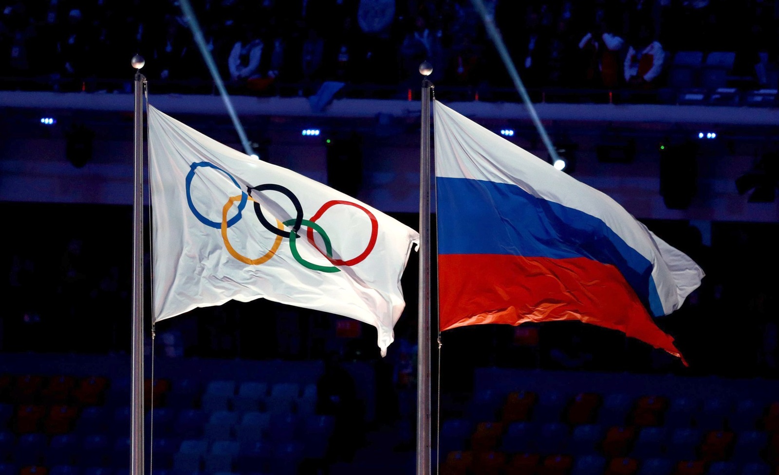 File photo dated 23-02-2014 of the Olympic flag next to the Russian flag. The International Olympic Committee has urged a boycott of Russia's planned 'Friendship Games', labelling the event a "cynical attempt" by the country to "politicise sport". Issue date: Tuesday March 19, 2024.,Image: 858062672, License: Rights-managed, Restrictions: FILE PHOTO RESTRICTIONS: For news services only. Editorial purposes only. No video emulation. For news services only. Editorial purposes only. No video emulation., Model Release: no, Credit line: David Davies / PA Images / Profimedia
