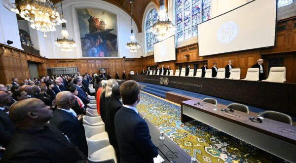 THE HAGUE, NETHERLANDS - JANUARY 26: An interior view of the courtroom of International Court of Justice (ICJ) as ICJ set to give interim ruling in Gaza genocide case against Israel made by South Africa in the Hague, the Netherlands on January 26, 2024. All eyes are on The Hague today as the International Court of Justice (ICJ) is set to rule on South Africaâ€™s request for provisional measures against Israel over its alleged genocide in Gaza. Dursun Aydemir / Anadolu,Image: 840750502, License: Rights-managed, Restrictions: , Model Release: no, Credit line: Dursun Aydemir / AFP / Profimedia