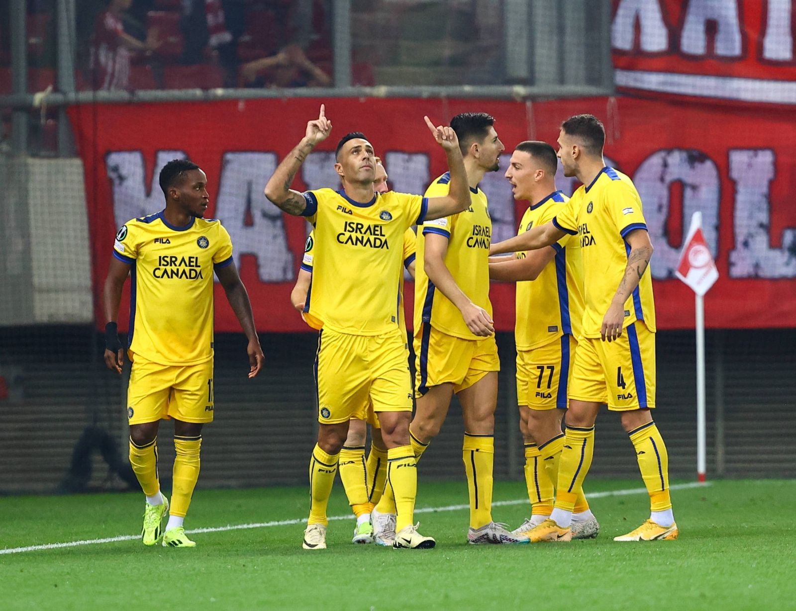Olympiacos F.C. v Maccabi Tel Aviv UEFA Europa Conference League Eran Zahavi of Maccabi Tel Aviv celebrates scoring a goal during the UEFA Europa Conference League Round of 16 First Leg match at Karaiskakis Stadium, Piraeus Copyright: xYannisxHalasx FIL-19800-0038,Image: 854696699, License: Rights-managed, Restrictions: Credit images as "Profimedia/ IMAGO", Model Release: no, Credit line: Yannis Halas / imago sportfotodienst / Profimedia