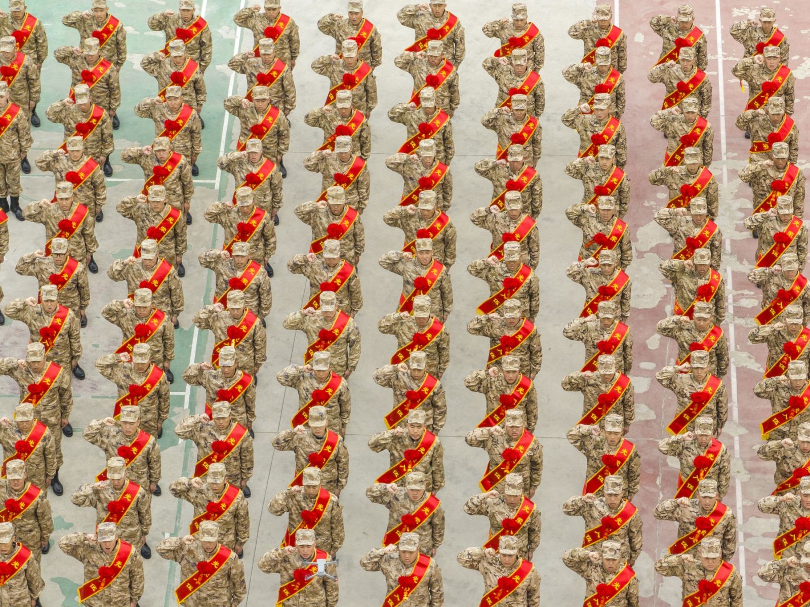 LIANYUNGANG, CHINA - MARCH 18, 2024 - Aerial photo shows the send-off ceremony for new recruits for the 2024 spring season in Lianyungang, Jiangsu province, China, March 18, 2024.,Image: 857708300, License: Rights-managed, Restrictions: *** World Rights Except China *** CHNOUT, Model Release: no, Credit line: Costfoto / ddp USA / Profimedia