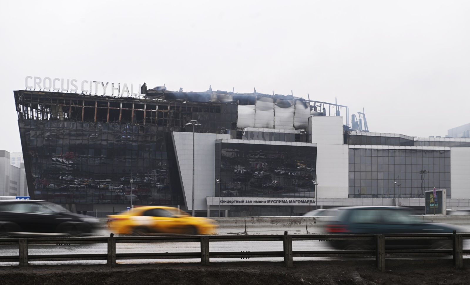 8648126 23.03.2024 A view shows the Crocus City Hall concert venue following a shooting incident and massive fire, outside Moscow, Russia. Dozens of people dead and injured as a result of the terrorist attack on March 22 when several armed men began shooting in the concert hall in Moscow region. A massive fire has also broken out at the venue.,Image: 858943160, License: Rights-managed, Restrictions: Editors' note: THIS IMAGE IS PROVIDED BY RUSSIAN STATE-OWNED AGENCY SPUTNIK., Model Release: no, Credit line: Kirill Kallinikov / Sputnik / Profimedia