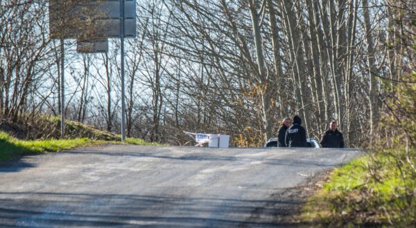 Hungarian police officers close the road near the crash site where a vehicle taking part in the Esztergom Nyerges Rally veered off from the road on March 24, 2024, near Bajot, 55kms away from Budapest. Four people were killed and several others injured when a vehicle competing in a Hungarian rally on March 24 afternoon skidded off the road and crashed into spectators, authorities said. According to a police statement, a vehicle taking part in the Esztergom Nyerges Rally in northern Hungary, for reasons yet unclear, veered off the road and crashed into spectators.,Image: 859235184, License: Rights-managed, Restrictions: , Model Release: no, Credit line: FERENC ISZA / AFP / Profimedia