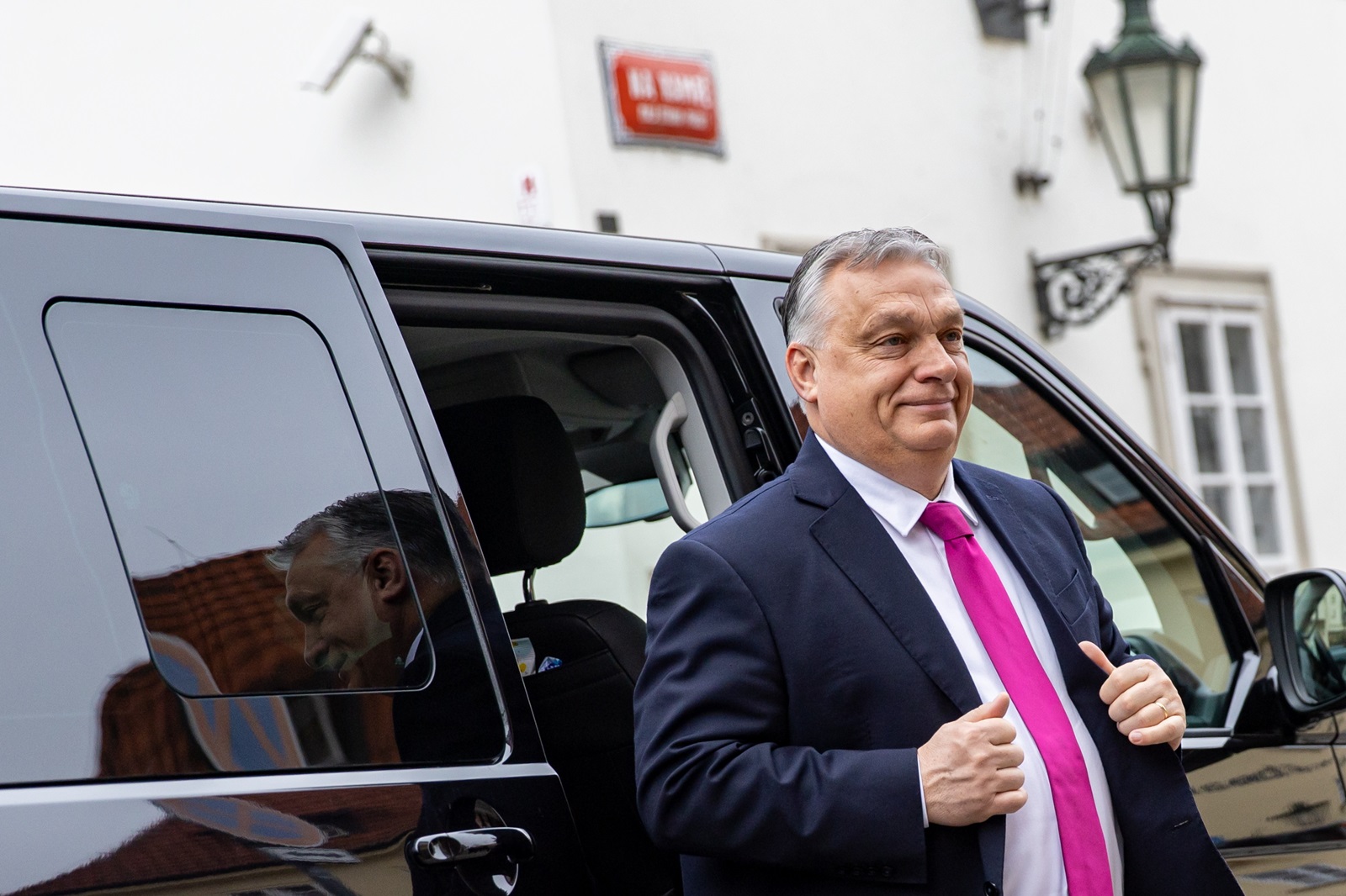 epa11184269 Hungarian Prime Minister Viktor Orban arrives for the meeting of the Visegrad Group (V4) Prime Ministers in Prague, Czech Republic, 27 February 2023.  EPA/MARTIN DIVISEK