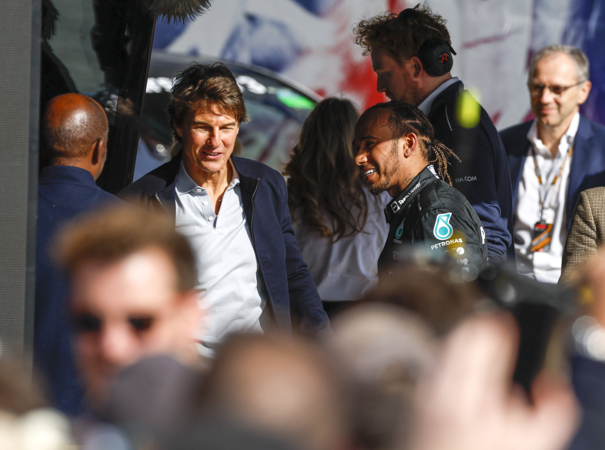 Anthony Hamilton, Tom Cruise, 44 Lewis Hamilton GBR, Mercedes-AMG Petronas F1 Team, F1 Grand Prix of Great Britain at Silverstone Circuit on July 3, 2022 in Silverstone, United Kingdom. Photo by HOCH ZWEI Silverstone United Kingdom *** Anthony Hamilton, Tom Cruise, 44 Lewis Hamilton GBR, Mercedes AMG Petronas F1 Team , F1 Grand Prix of Great Britain at Silverstone Circuit on July 3, 2022 in Silverstone, United Kingdom Photo by HOCH ZWEI Silverstone United Kingdom