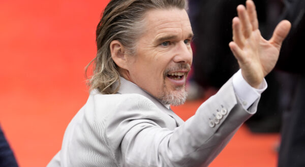 US actor Ethan Hawke arrives at the 55th Karlovy Vary International Film Festival in Karlovy Vary, Czech Republic, Friday, Aug. 27, 2021. (AP Photo/Petr David Josek)