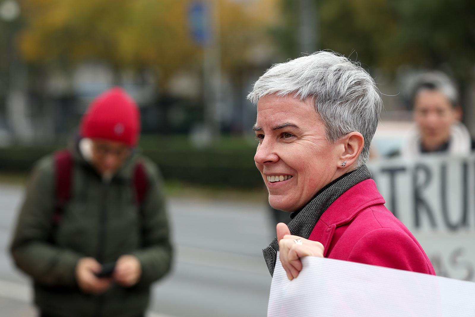 20.11.2023., Zagreb - Inicijativa Kava za zenska prava organizirala je prosvjednu akciju protiv nasilja nad zenama ispred zgrade MUP-a na Savskoj ulici u Zagrebu. Dunja Bonacci Skenderovic. Photo: Goran Stanzl/PIXSELL