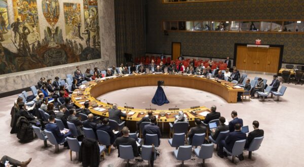 epa11256042 General view during a United Nations Security Council meeting called by Russia in response to an airstrike on Iran's consulate in Syria, at the UN headquarters in New York, New York, USA, 02 April 2024. Iran and Syria have blamed Israel for the attack on 01 April and have threatened to retaliate.  EPA/JUSTIN LANE