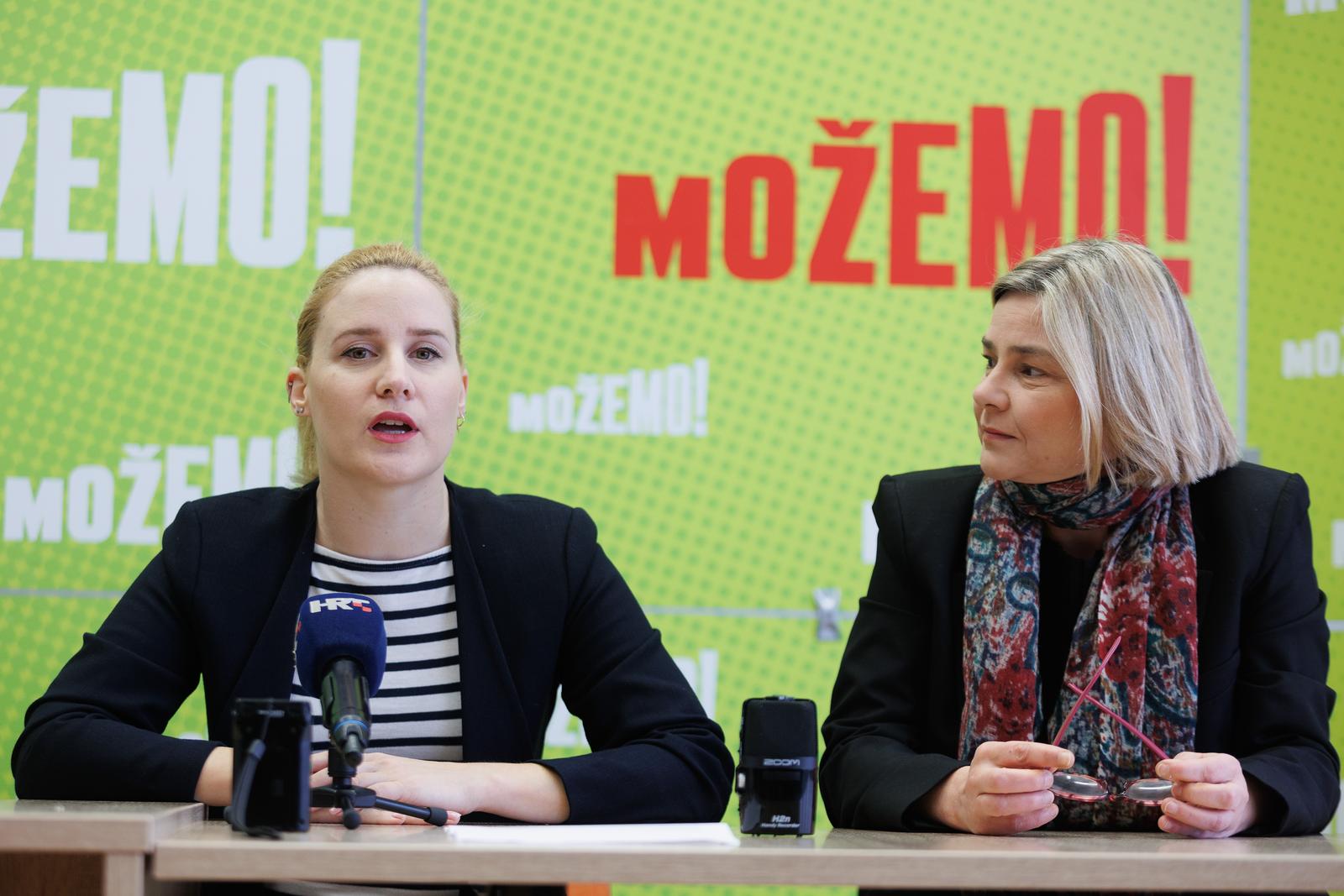01.04.2024., Rijeka - Sandra Bencic i Morena Lekan, vijecnica Mozemo! u Skupstini PGZ i kandidatkinja za 8. izbornu jednicu odrzat ce konferenciju za medije. Photo: Nel Pavletic/PIXSELL